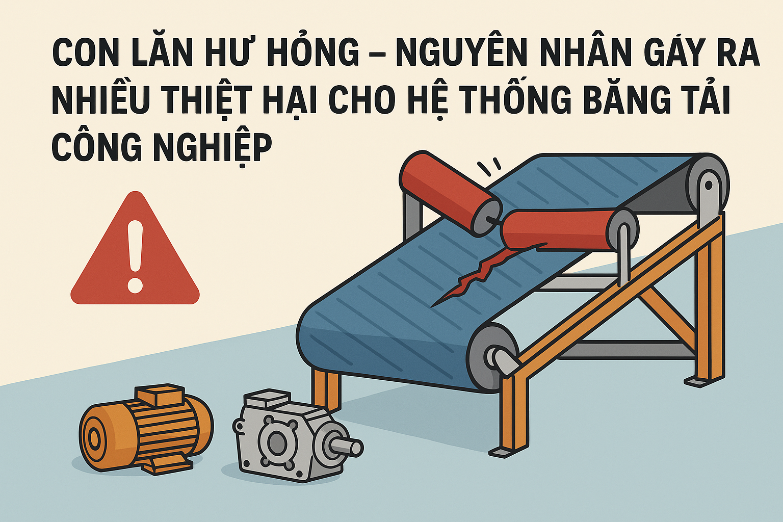 Con Lăn Hư Hỏng – Nguy Cơ Tiềm Ẩn Với Hệ Thống Băng Tải