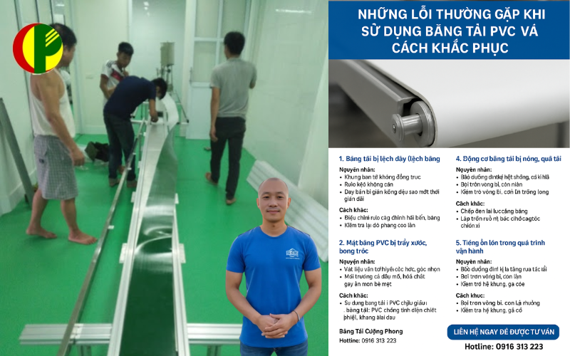 Khắc phục lỗi băng tải pvc